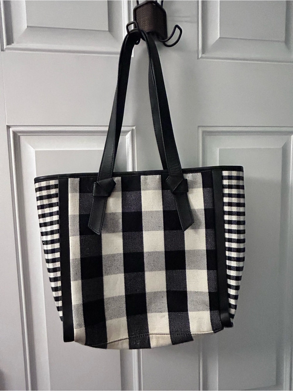 Talbots Black and White Checkered Satchel